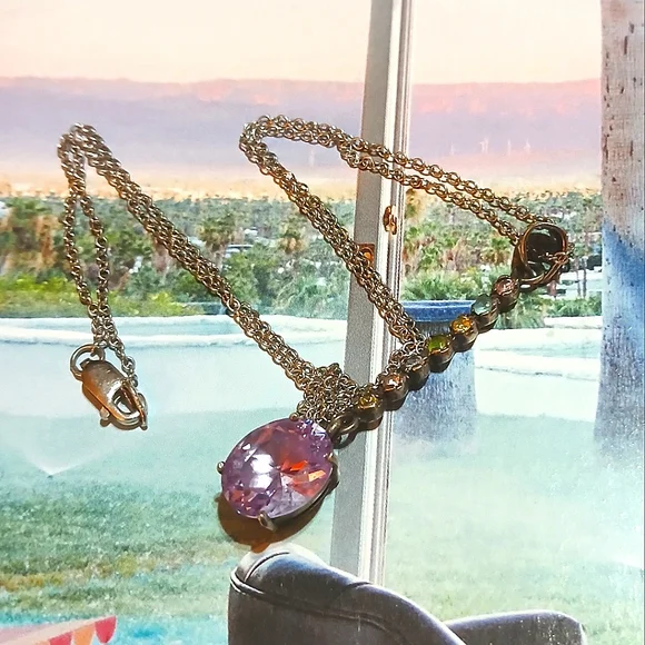 VTG Purple Topaz + More Gems Sterling Silver NECKLACE - Picture 3 of 8